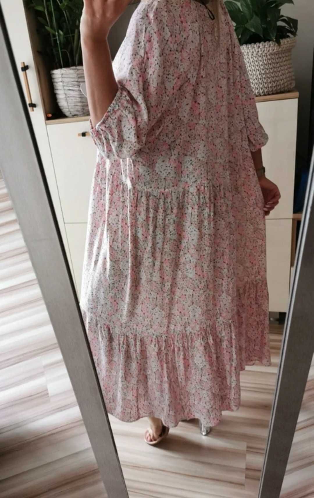 H&M dluga maxi luzna sukienka z wiskozy