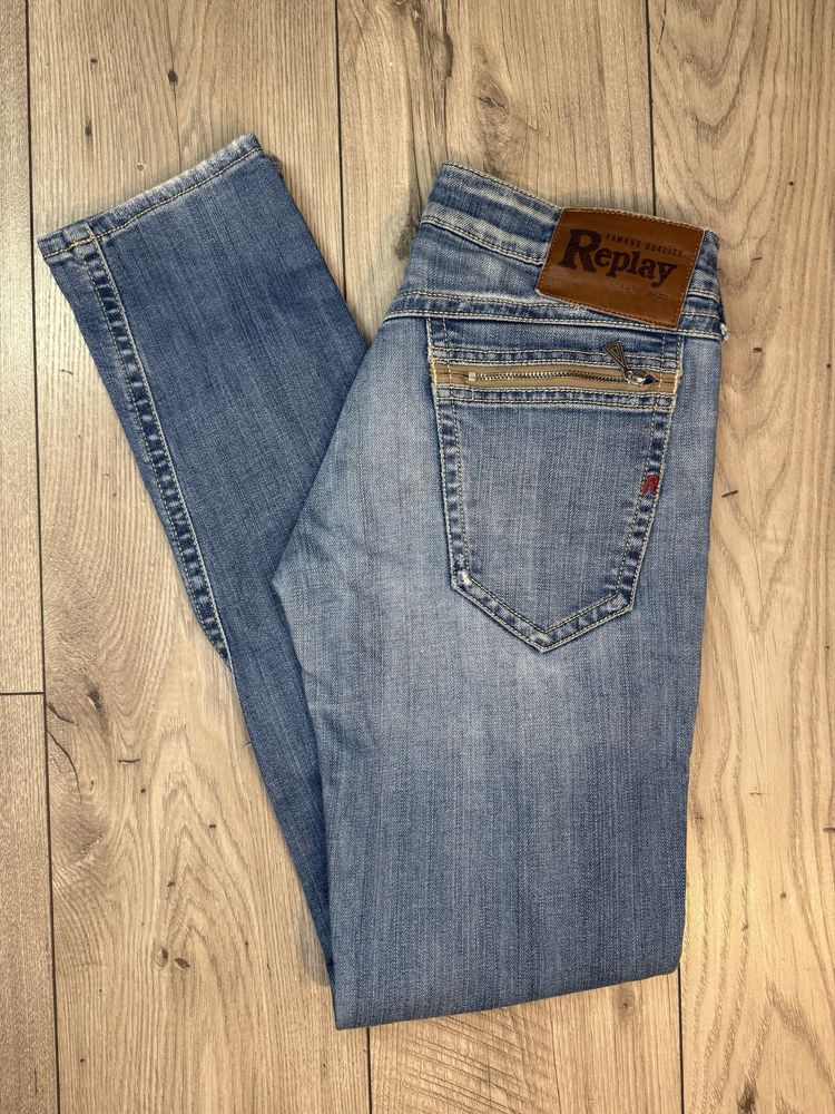 Jeansy Replay Denim z zamkami niski stan biodrówki y2k vintage retro