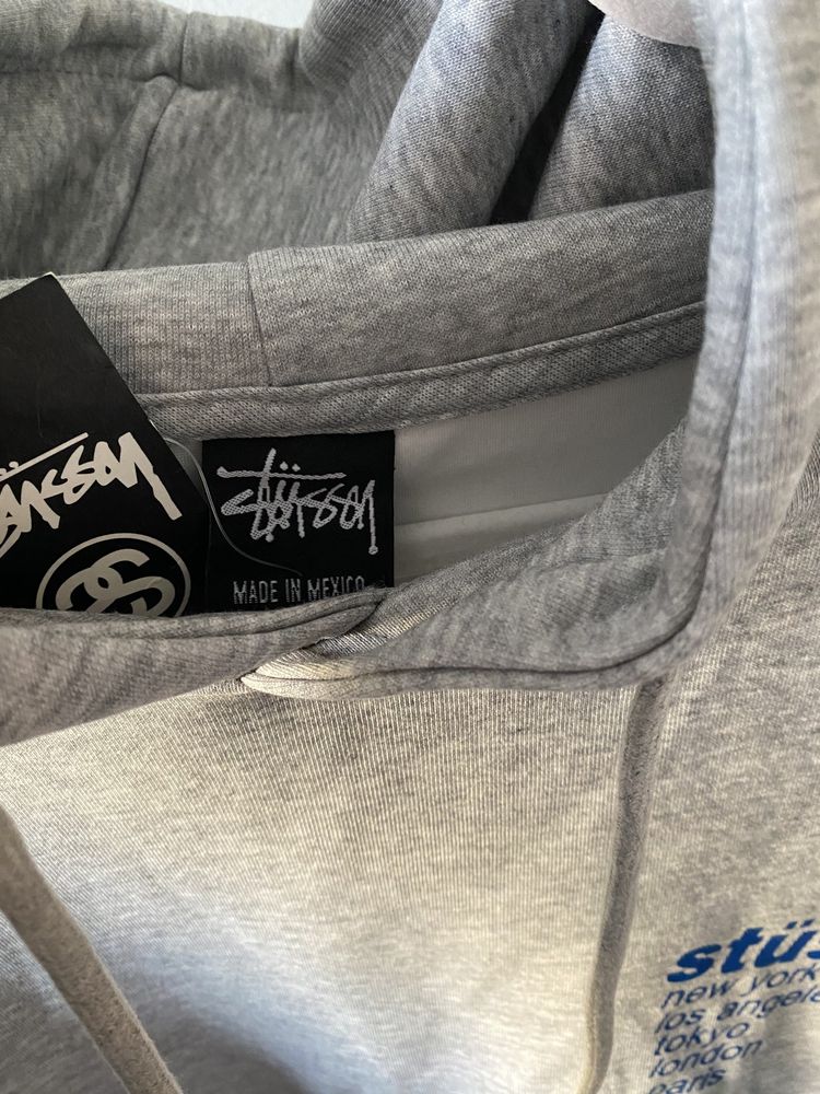 bluza hoodie szara grey stussy oversize nowa