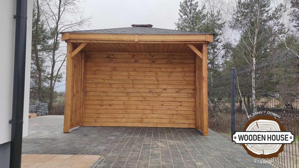 Domek narzędziowy, domek drewniany Świerk z Drewutnią, drewutnia