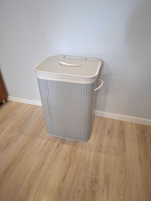 kosz na pranie z pokrywką o pojemności 72 litrów, bambusowy,