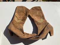 Botas Vintage Castanhas - Pintadas à mão - Tamanho 36