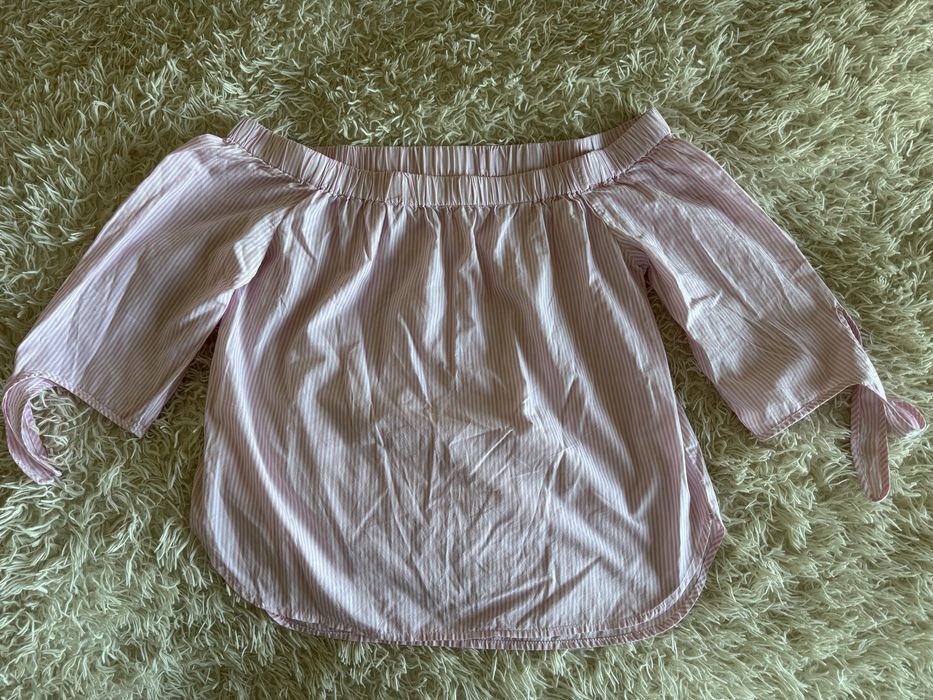 Bluzka hiszpanka sinsay L biała w różowe paski