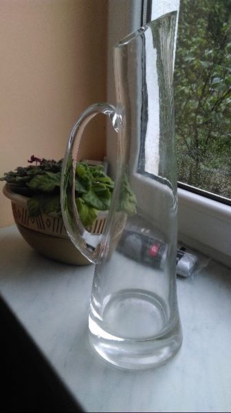 Nowoczesny wazon GRUBE SZKŁO ciężki stabilny WYS. 38 cm DUŻY