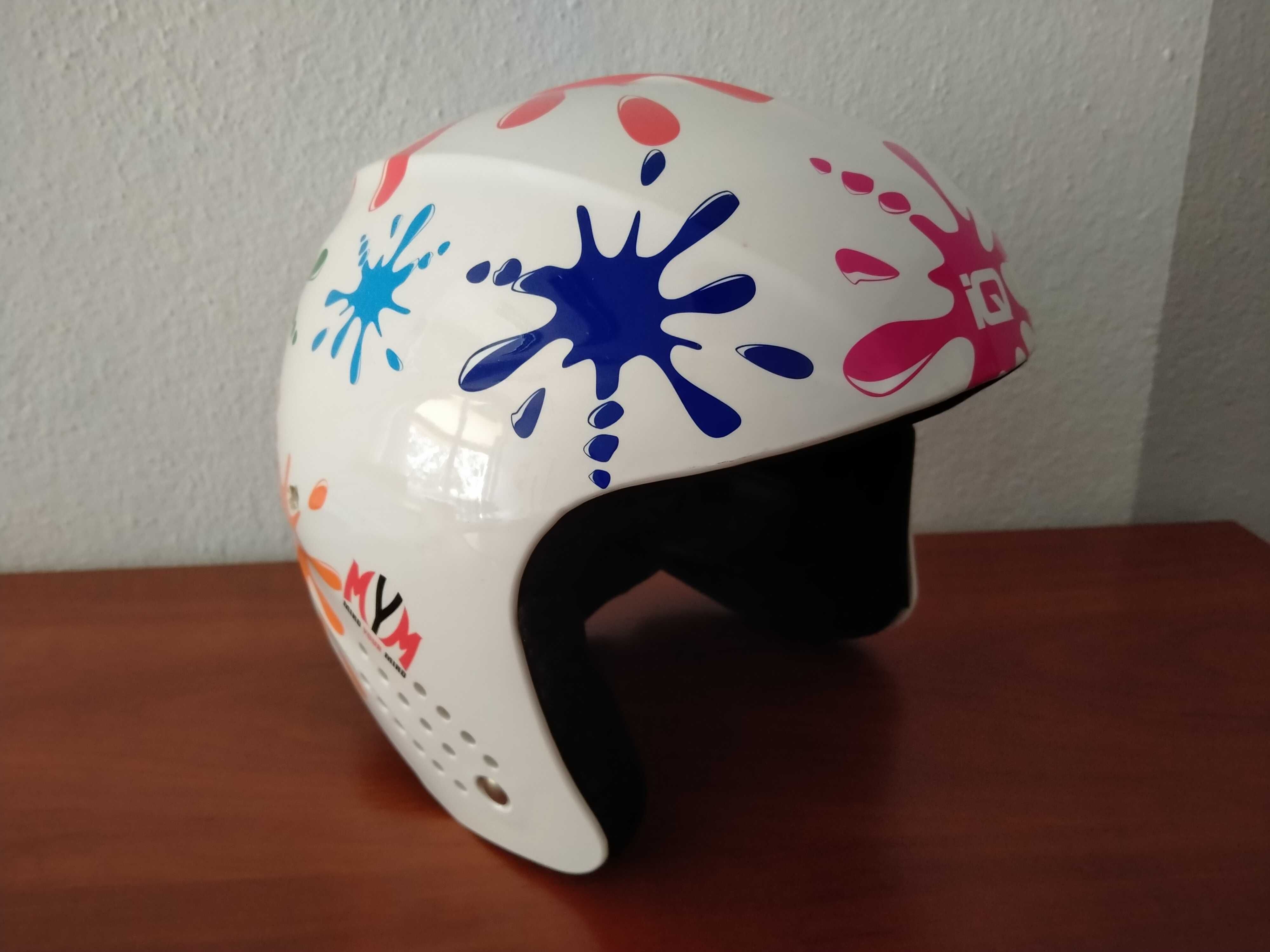 Kask narciarski dla dzieci IQ Viper, biały w kleksy, L 52-56