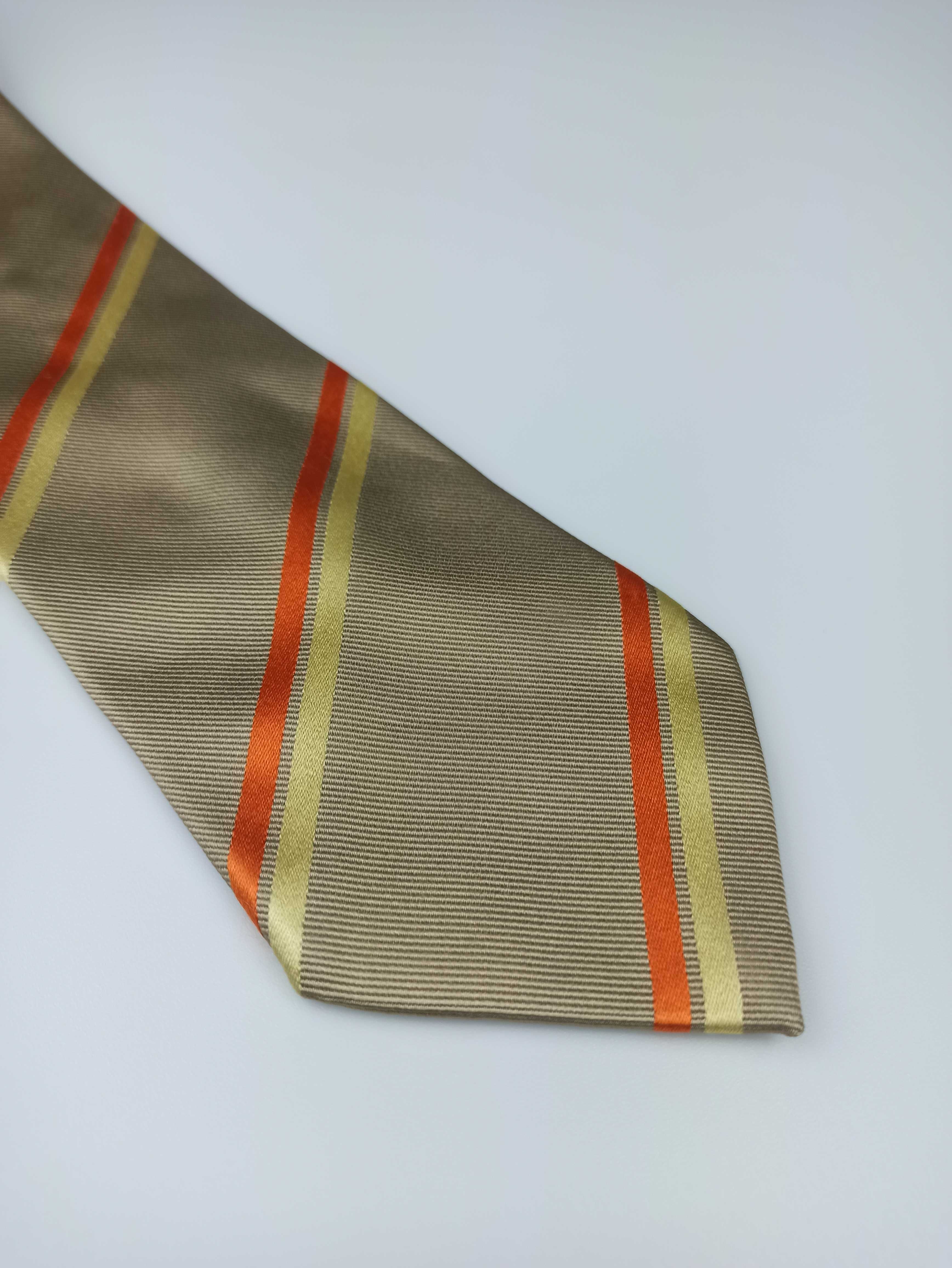 Dunhill kawowy kremowy jedwabny krawat w paski wa79