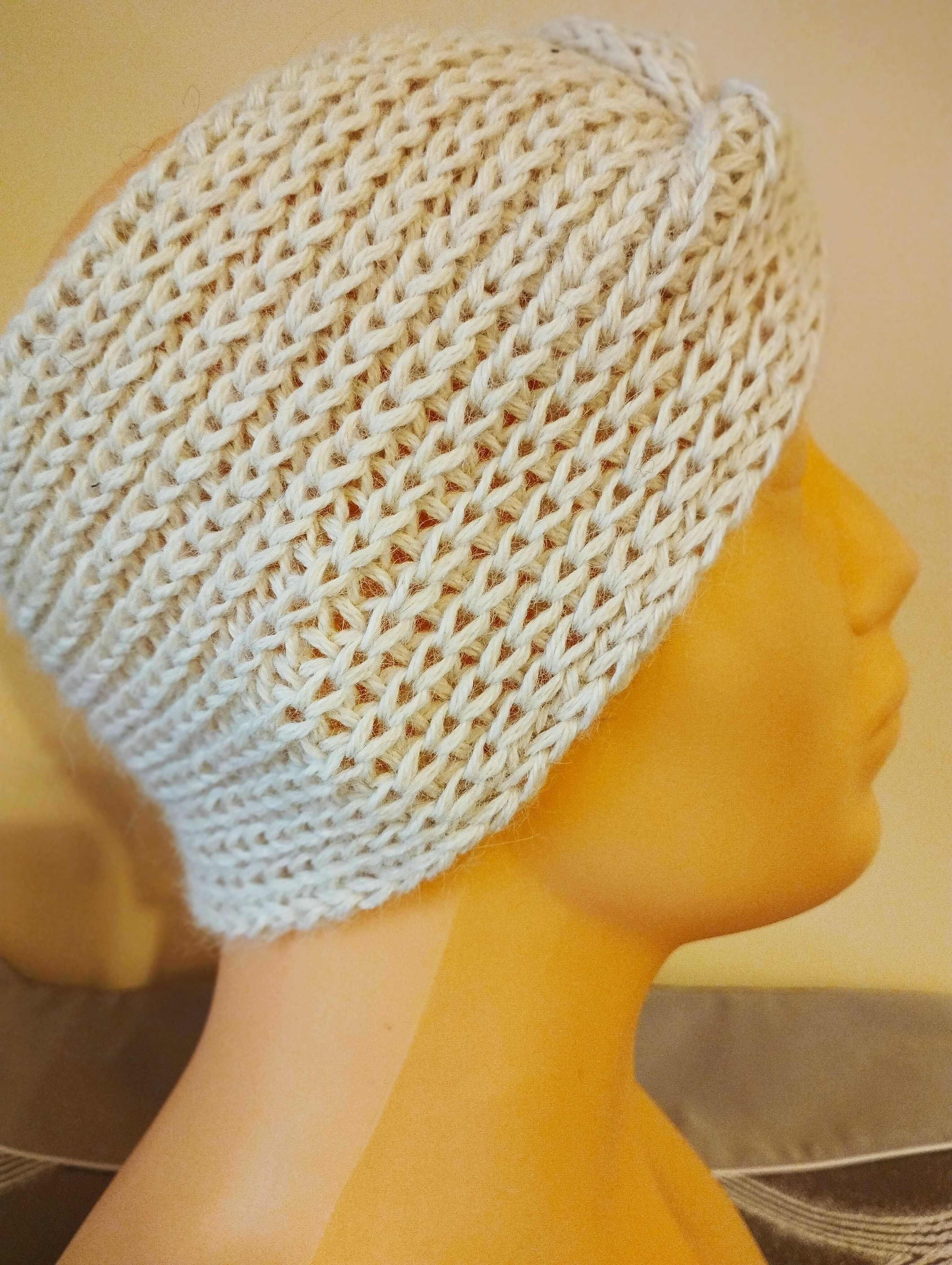 Opaska; turban; alpaka 100%; handmade; ecru