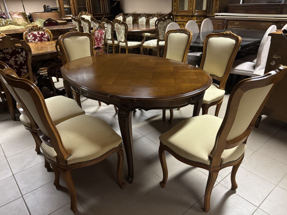 Stylowy Rozkładany Stół 6 Krzeseł 8 osób Meble Stylowe Włoskie Italy