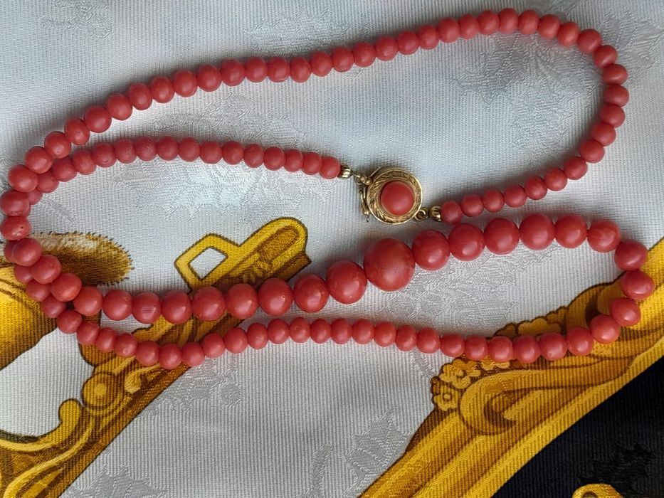 Zabytkowy Naszyjnik Złoto 750 Koral nat. WYCENA