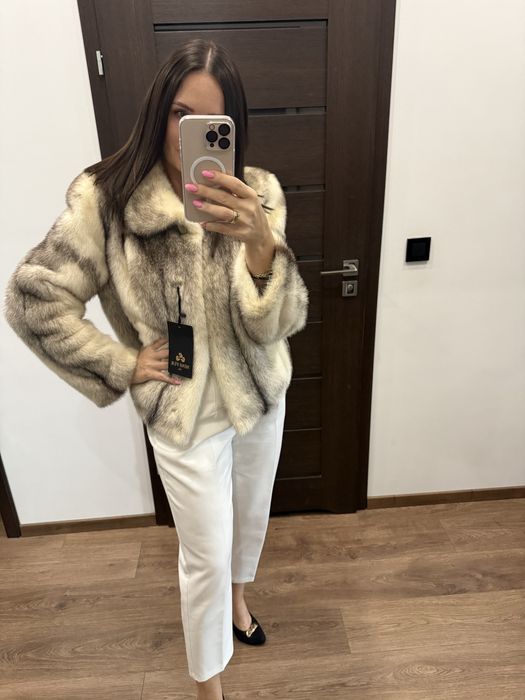 Futro naturalne z norek nowe, Black Cross L XL