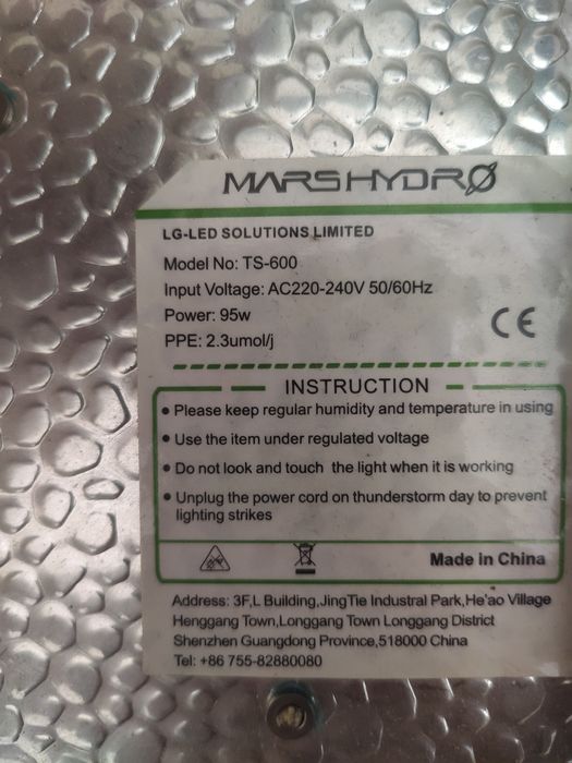 MarsHydro ts600 grow light