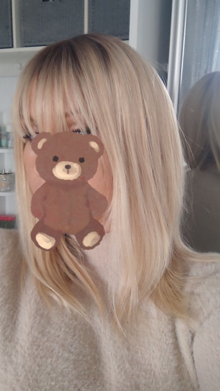 Włosy naturalne półperuka duży topper uzupełnienie blond z odrostem