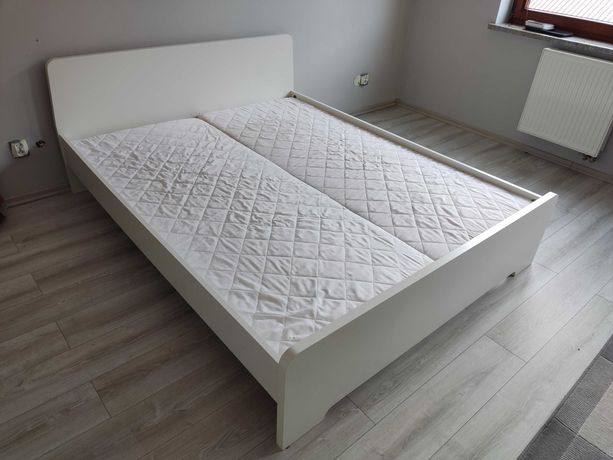 Łóżko Ikea ASKVOLL + stelaż- białe podwójne 160x200