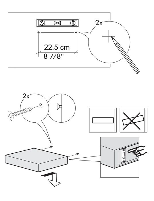 IKEA Półki ścienne LACK, białe i czarna, 3szt 30x26x8 cm