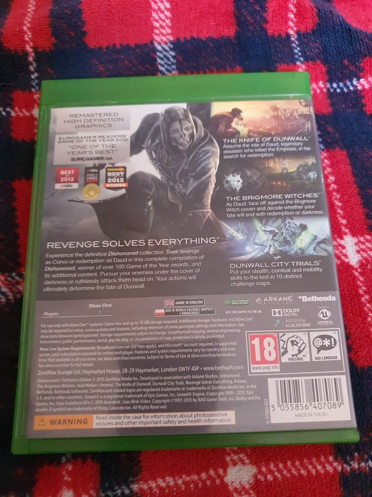 Gra na konsole Xbox One Series X Dishonored definitive edition