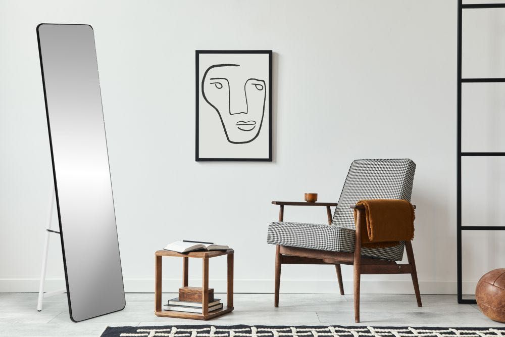 Stojące lustro w ramie nowoczesne do sypialni i garderoby 159x46 cm