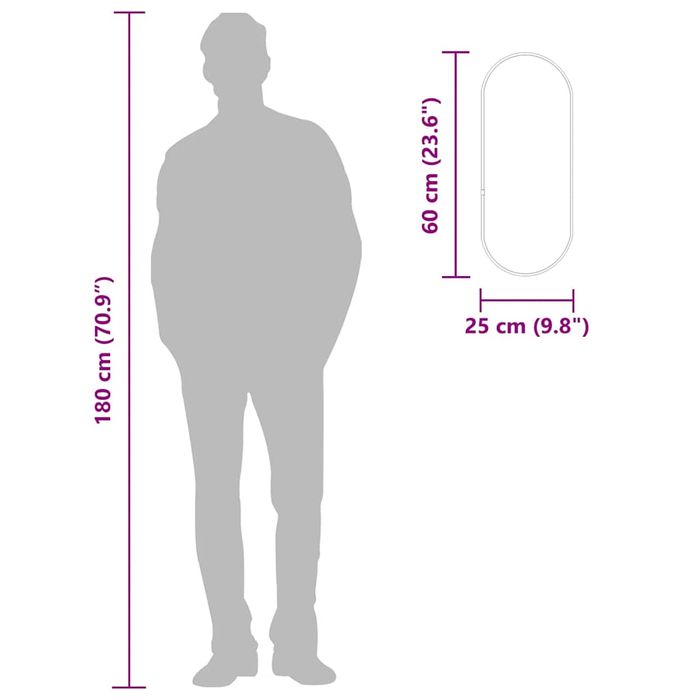 Vidaxl Lustro Ścienne, Srebrne, 60X25 Cm, Owalne