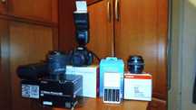 Canon 600d, 18-55mm, 18-200mm, 50mm, lampa błyskowa, ładowarka, akkum.
