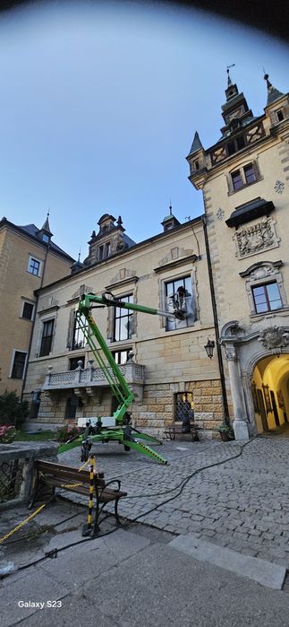 Podnośnik koszowy, na przczepie, wynajm, usługi