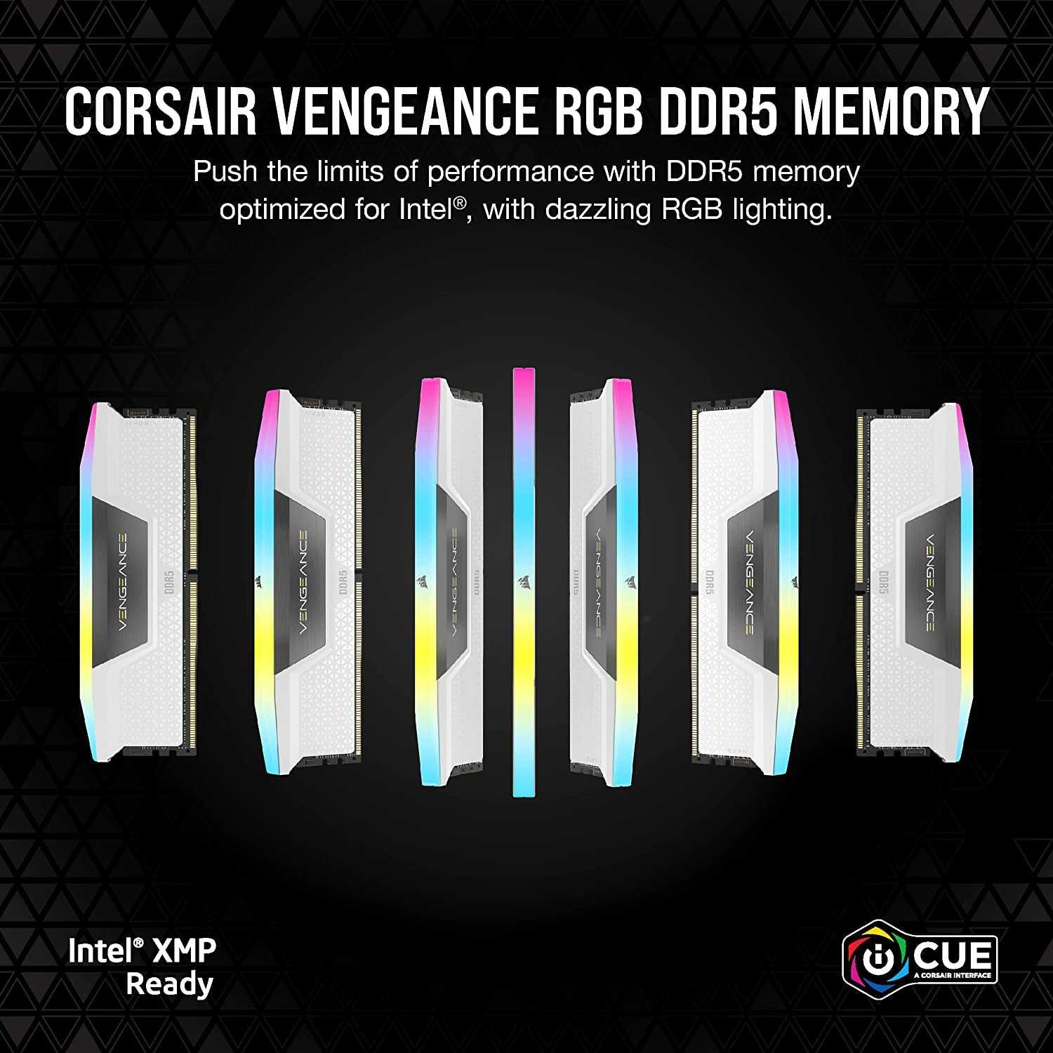 Kit Memória RAM 2x16GB Corsair Vengeance RGB DDR5 5200MHz CL40 Branco