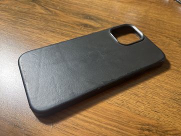 Apple leather case etui do iPhone 12 pro max czarne z magsafe