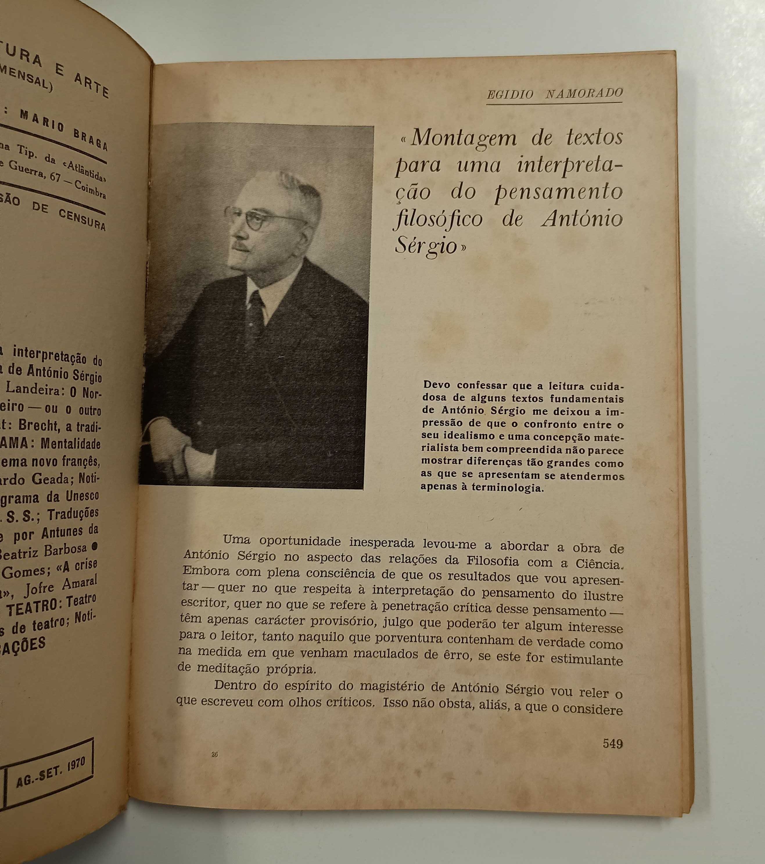 Pensamento e obra de António Sérgio: Teatro de Brecht