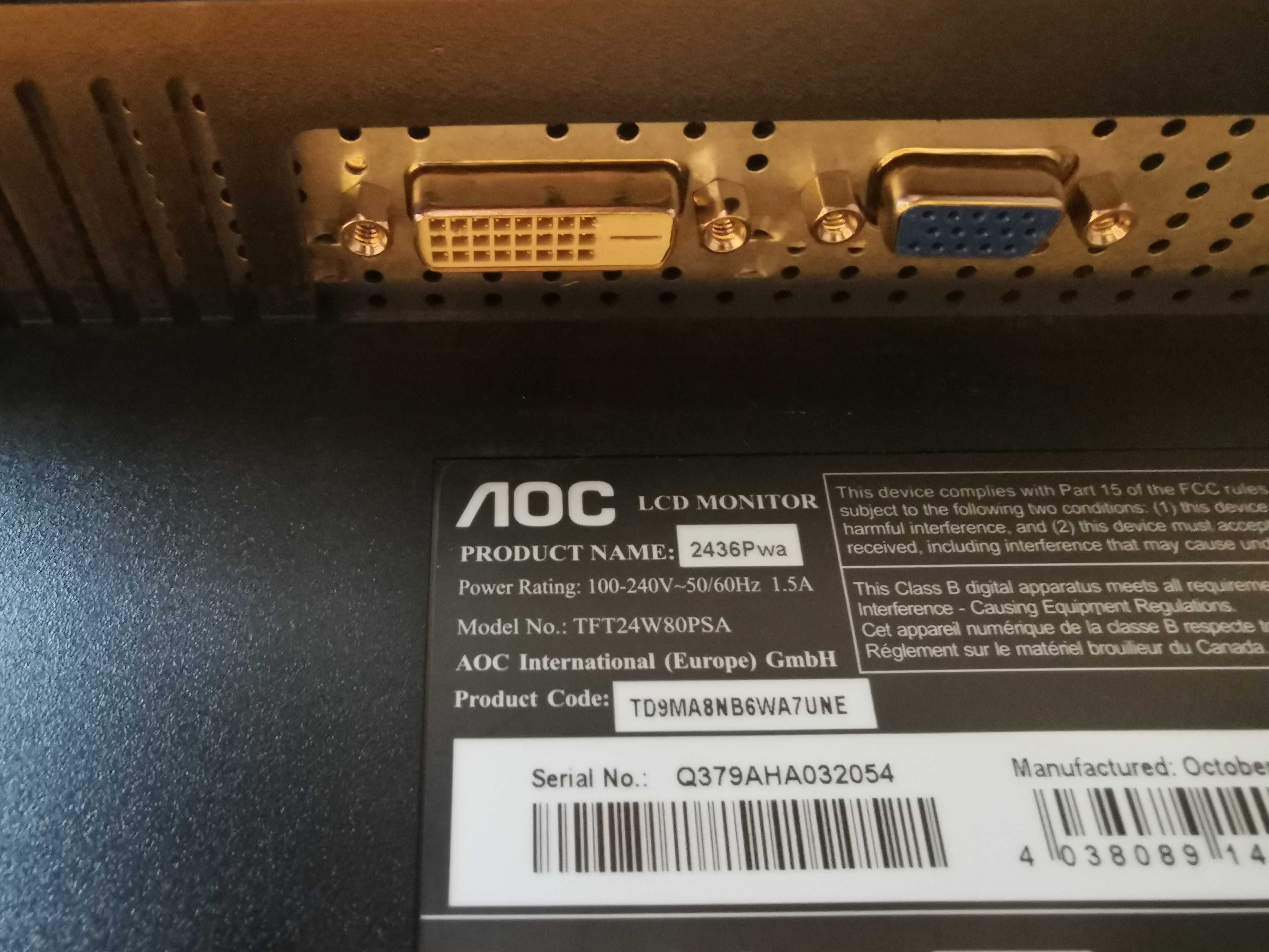 Monitor Aoc 2436 Pwa
