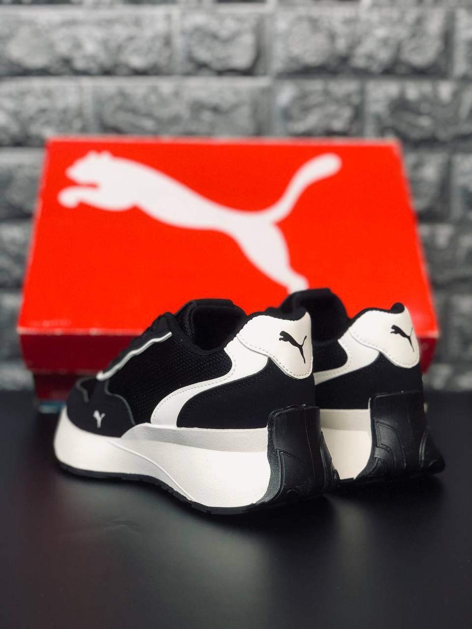 PUMA женские черно-белые летние кроссовки/ пума/ натуральная кожа
