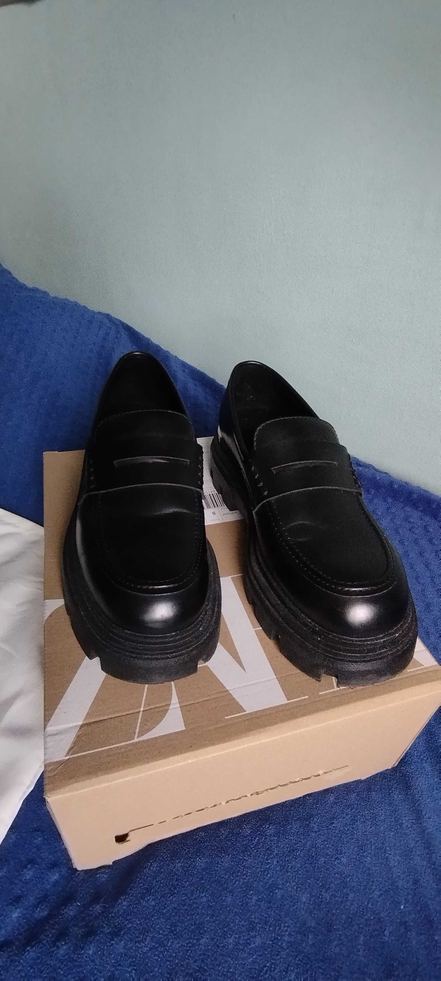 Buty mokasyny męskie na grubej podeszwie