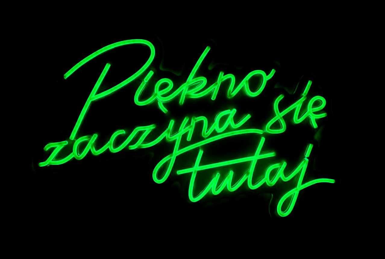Neon Led napis Piękno zaczyna się tutaj dekoracja ledon