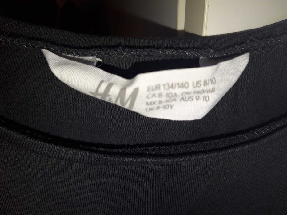 T-shirt manga comprida cinza H&M 8-10anos com unicórnio