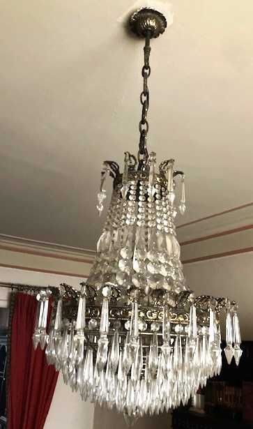 Lustre de cristais + 4 apliques