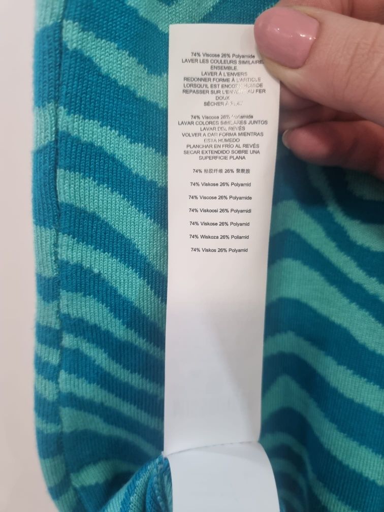Sukienka sweterkowa niebieska turkusowa zebra missguided XS/S obcisła