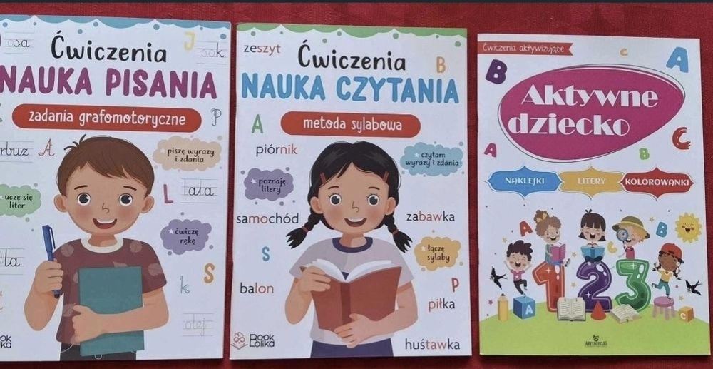Zestaw książek: Ćwiczenia:Nauka pisania, czytania+ Aktywne dziecko