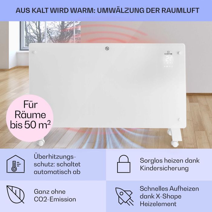 Конвекторный смарт обогреватель панель Klarstein Bansin Crystal Smart