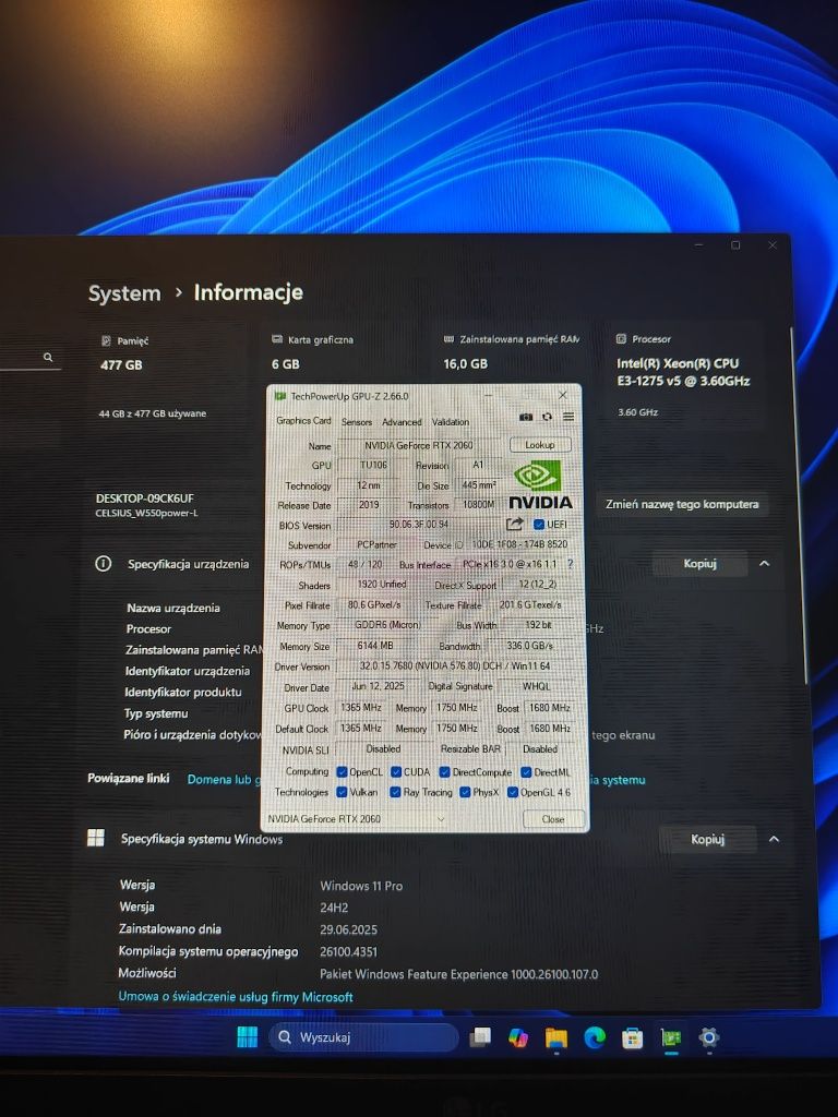 Komputer do gier i7 6gen, Nvidia RTX2060, 16gb ddr4, SSD, Windows 11