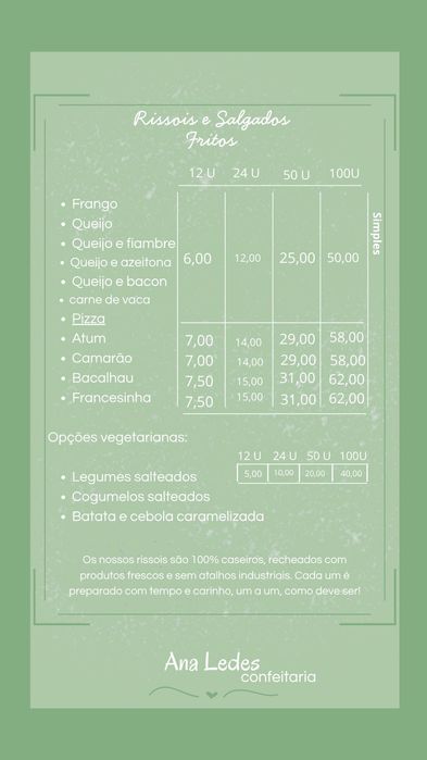 Rissois, bolos brigadeiros para festas