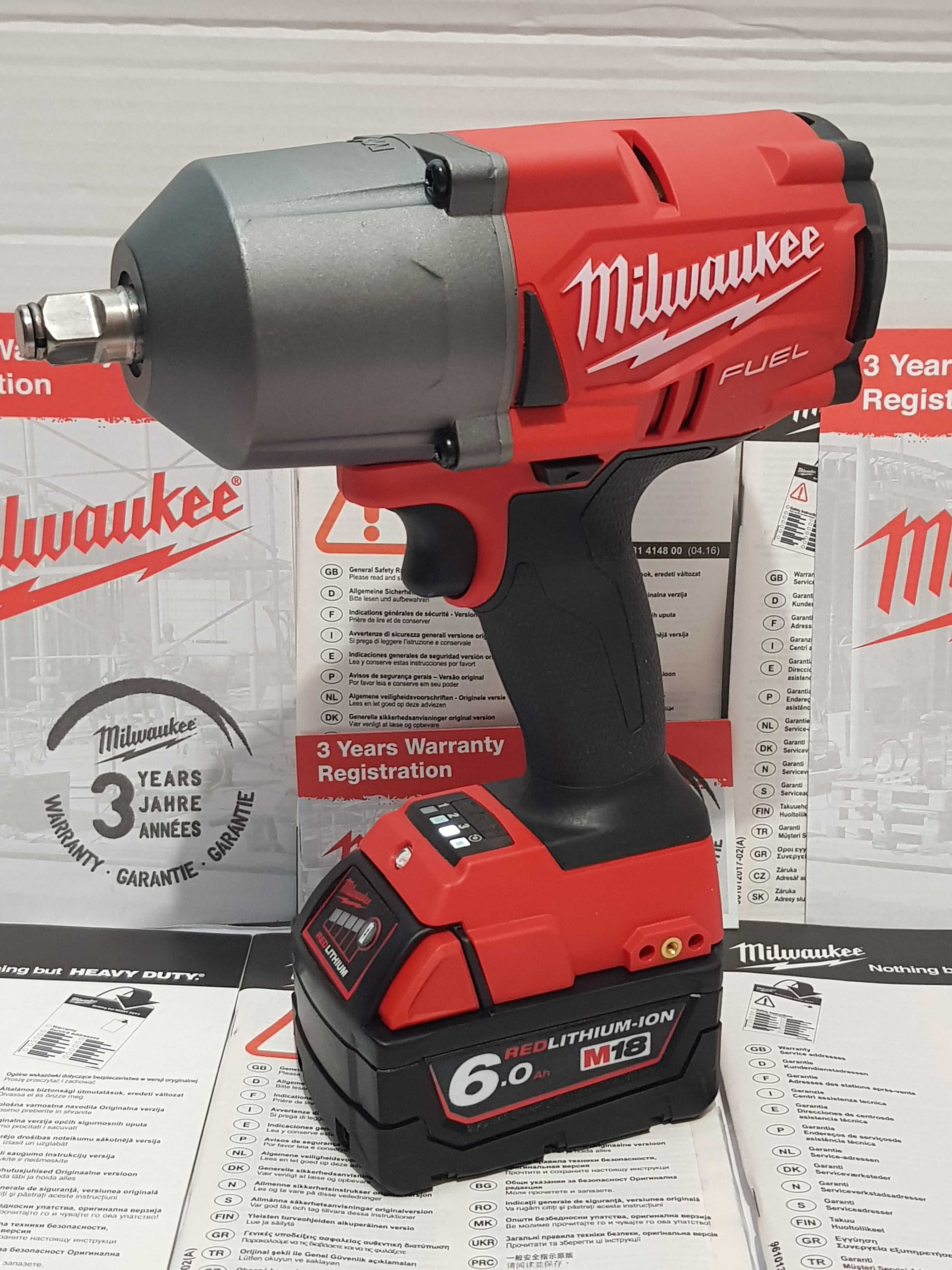Komplet zestaw klucz MILWAUKEE M18 FHIWF 12 +bateria 18v 6Ah NOWY