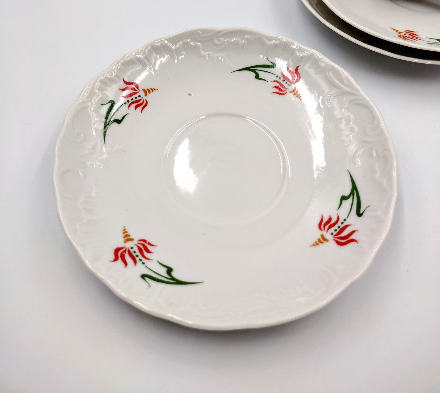 Komplet filiżanki Ćmielów Rococo polska porcelana antyk 60te PRL retro