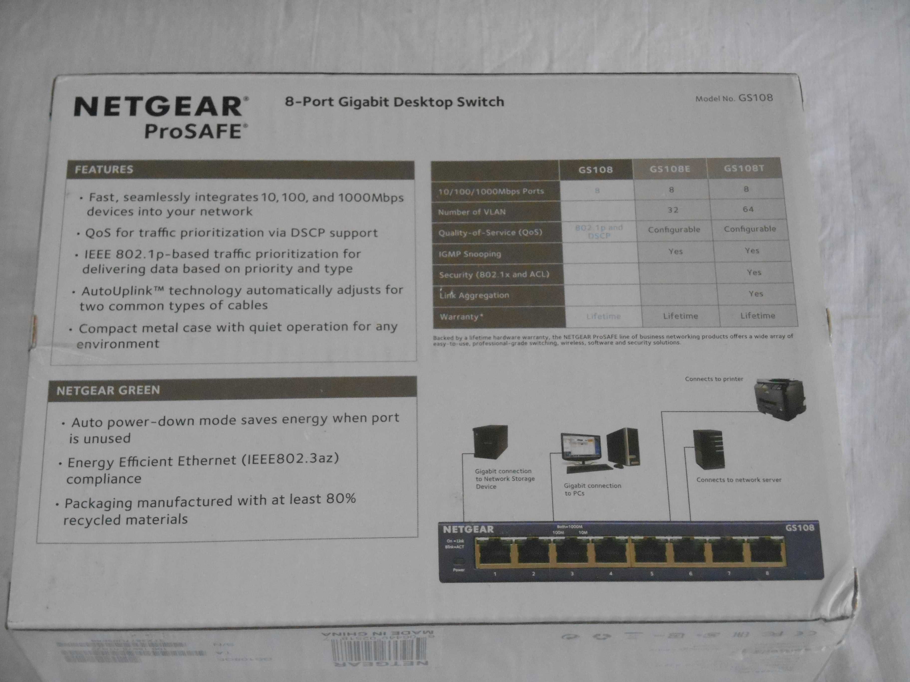 Комутатор NETGEAR ProSafe  GS108 8 портів надійний мережевий комутатор