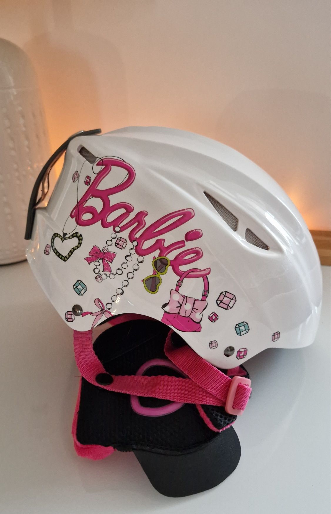 Kask narciarski dla dziewczynki biały, rozmiar S Barbie