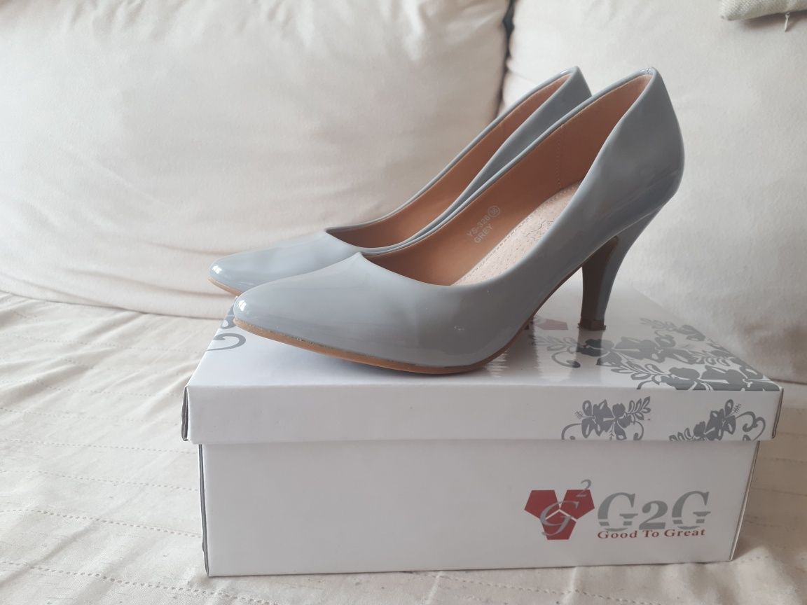 Buty czułenka szpilki 36 j. nowe szare