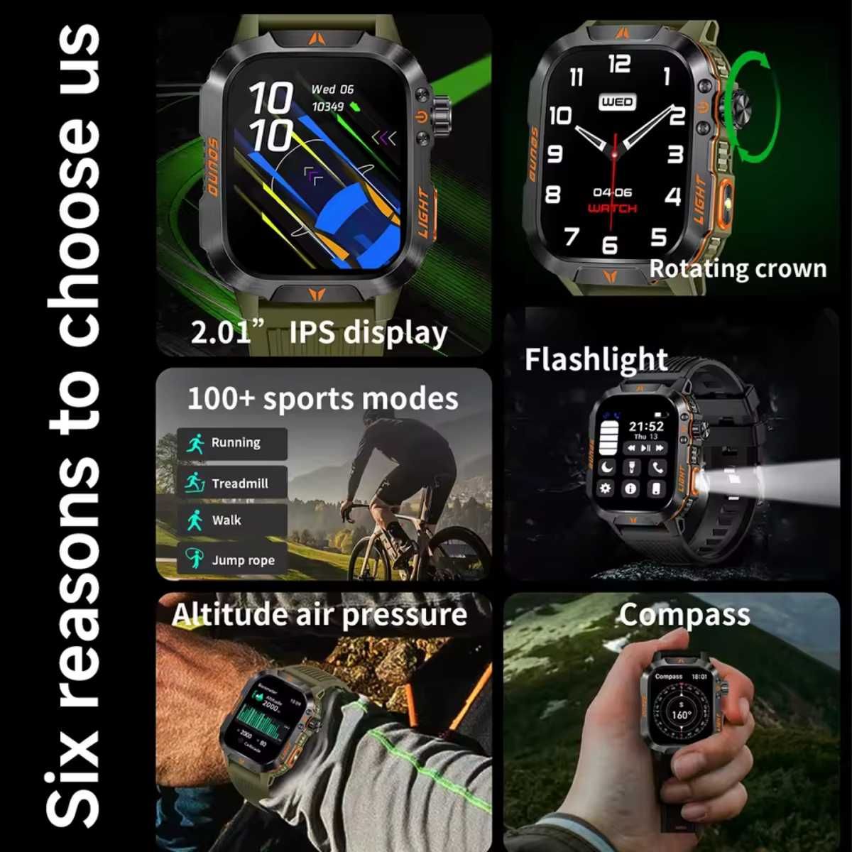 Смарт часы. LIGE HT26. NFC. Compass. Barometr. LED-фонарик.