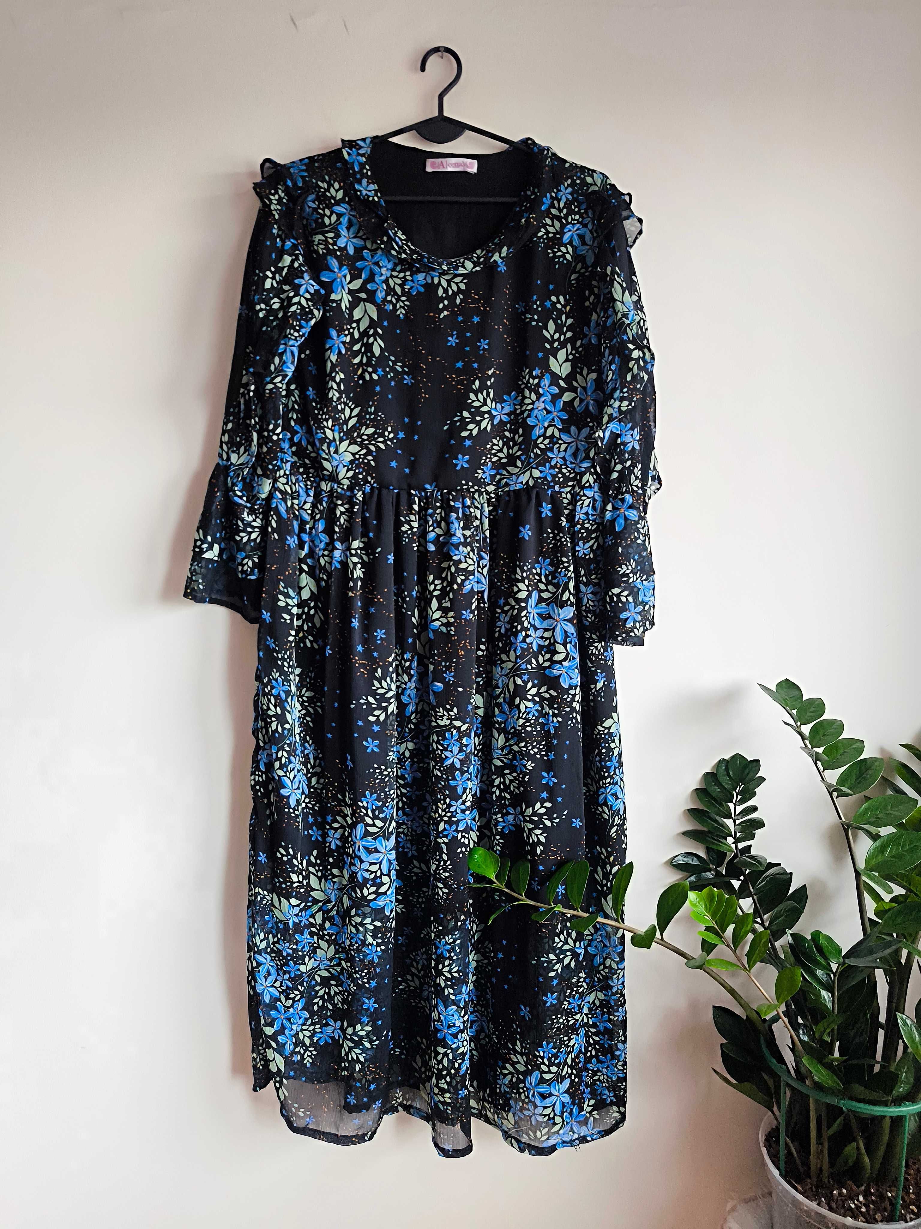 Zwiewna sukienka maxi Aleena's w piękny kwiatowy wzór - rozmiar L/40