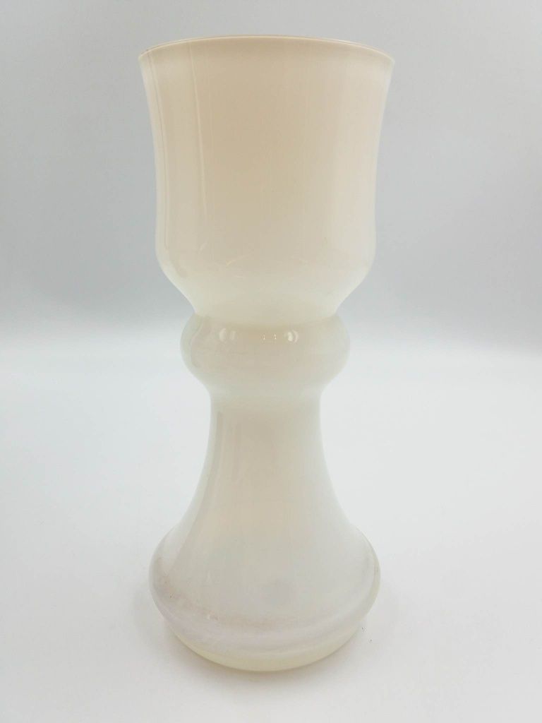 Duży ładny biały szklany wazon Ludwika Fiedorowicza