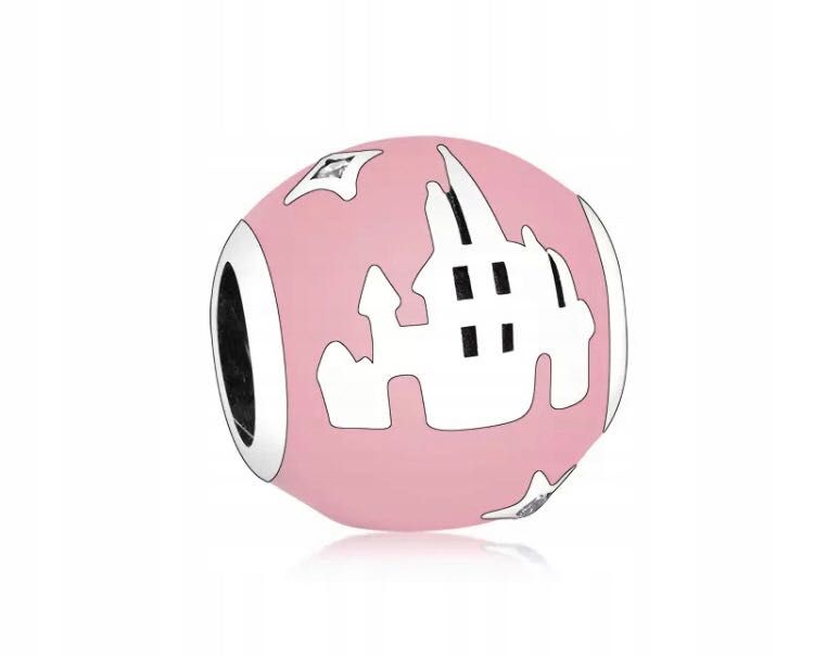 charms do pandora srebro s925 zamek pałac Disney różowy beads