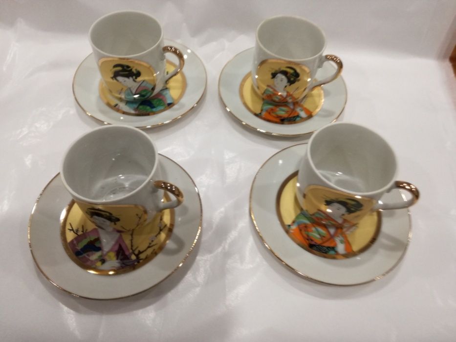 Conjunto 12 Chávenas Café Porcelana Oriental