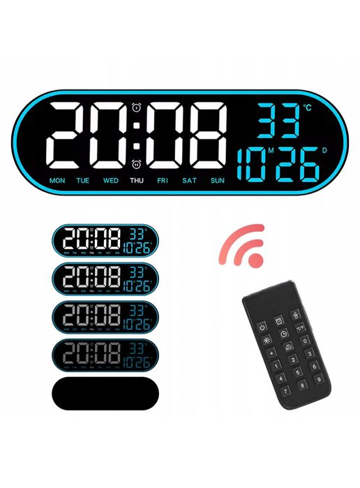 Zegar ścienny cyfrowy, budzik z pilotem
