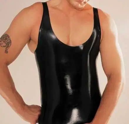 869/ Bielizna tshirt koszulka top podkoszulek XXL męski latex lateks