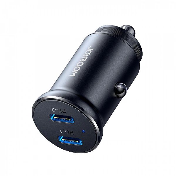 Mini ładowarka samochodowa Joyroom JR-CCN06/30W 2x USB-C metalowa - cz